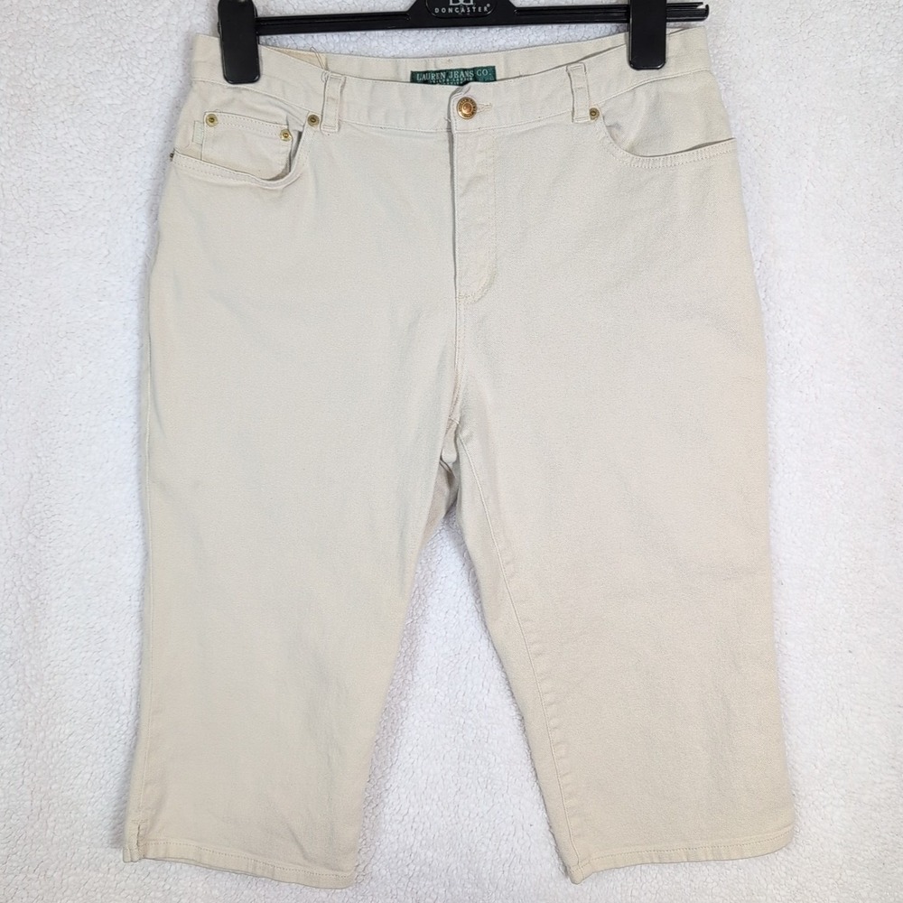 Lauren Ralph Lauren Womens Beige Cotton Stretch Classic Midcalf Capris Size 14P